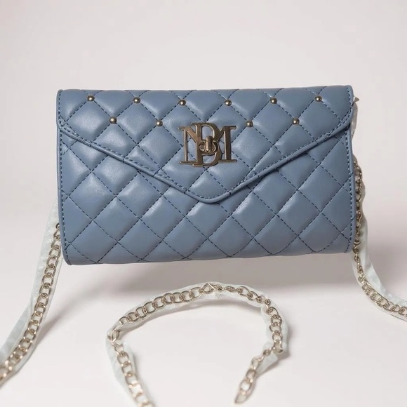 Badgley Mischa Handbags - Badgley Mischka NWT Gray Bag Quilted with Gold Beads on Front Flap  NWT